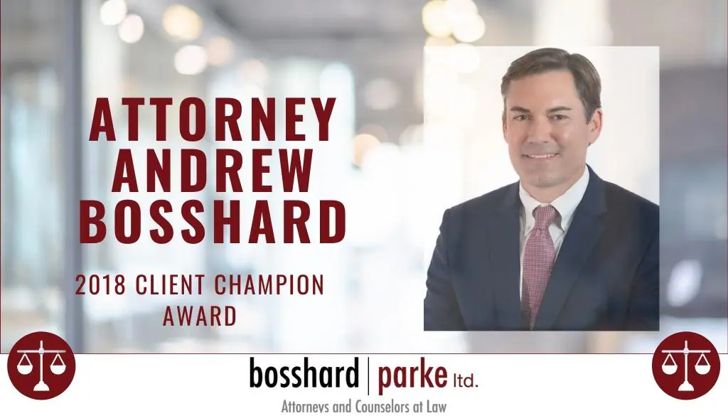 Bosshard Parke Attorney Andrew Bosshard wins the 2018 Client Champion Award.