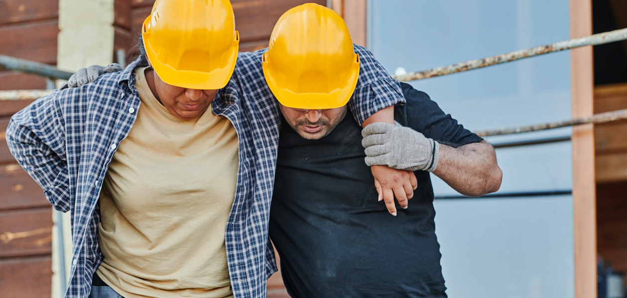 Construction worker hurt on the job site. Bosshard Parke Workers' Compensation Attorney.