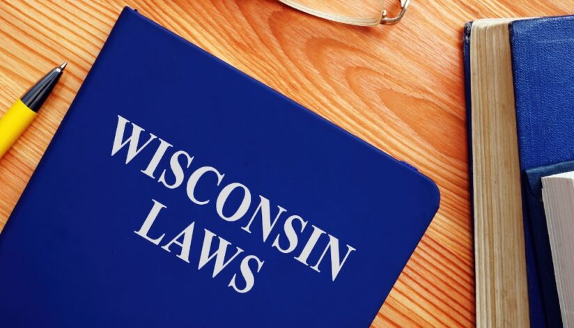 Book titled "Wisconsin Laws" sitting on a desk.