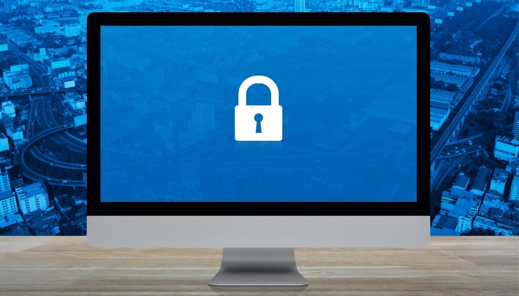 Lock icon as an iMac screensaver.