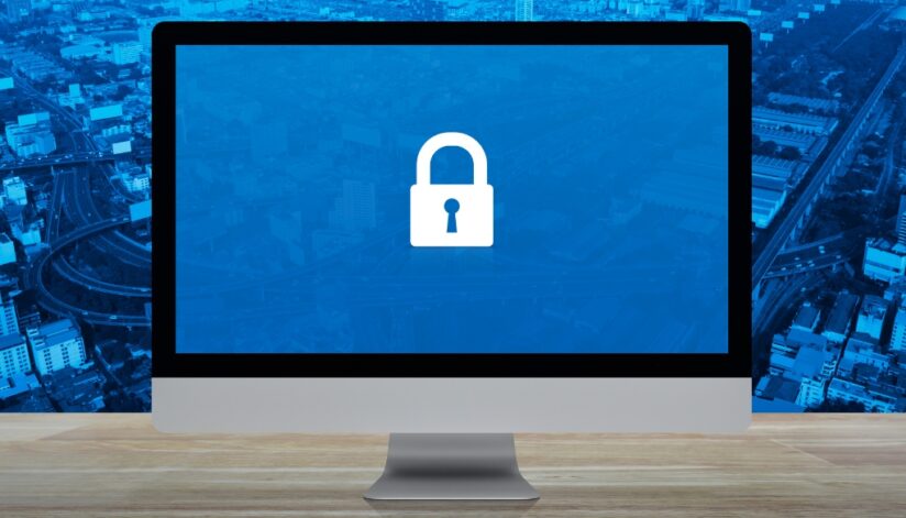 Lock icon as an iMac screensaver.