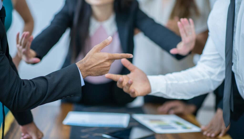 Mediator intervening in a business dispute.