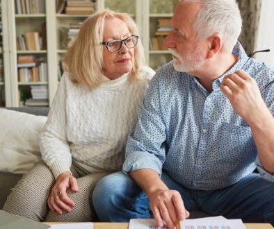 A newly retired couple discussing their estate plans.